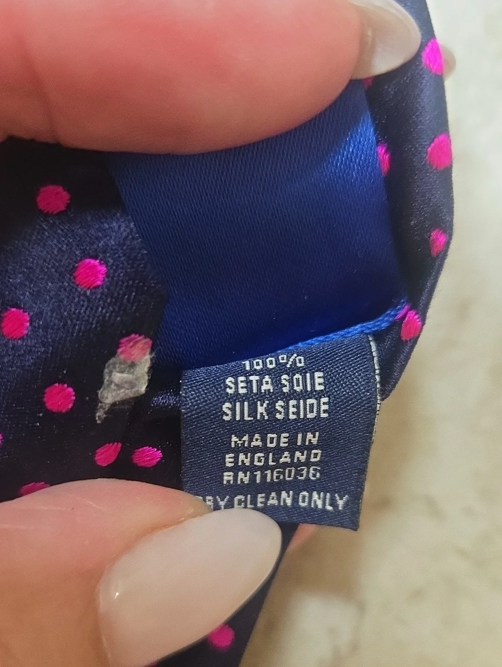 Charles Tyrwhitt Navy/Pink Polka Dot 100% Silk Tie